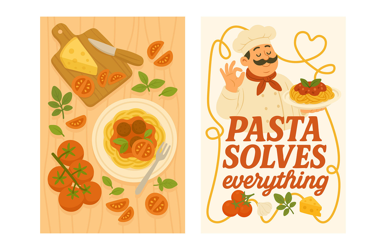 Pasta Set, a Food Illustration by ananastya (Photo 6 of 8)