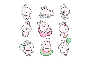 Kawaii bunny. Funny tiny bunnies, an Animal Illustration by Stock-Smart-Start
