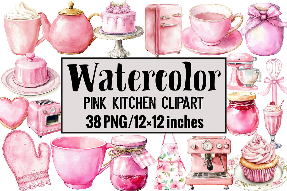 Pink Kitchen Clipart, an Illustration by Design Market (Photo 1 of 3)
