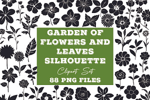 Gardening Flower And Leaves Silhouet