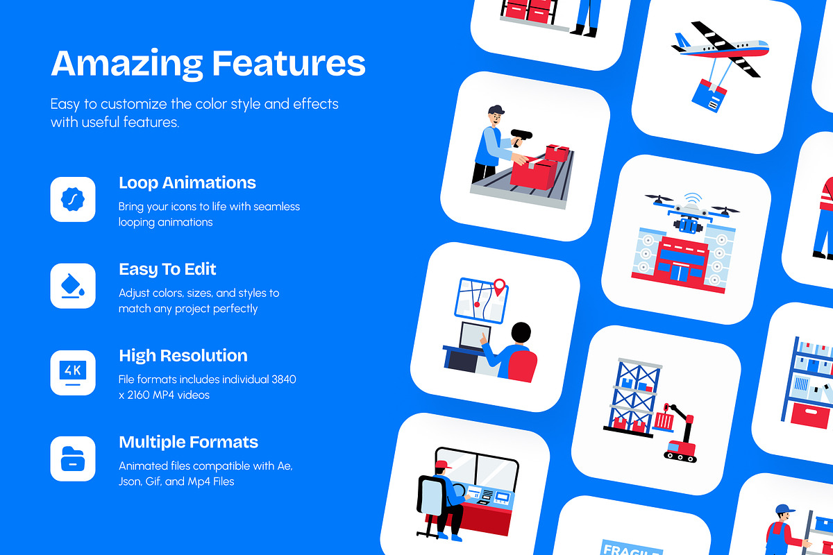 Animated Logistics and Delivery Icon, a Transportation Illustration by Creative Stall (Photo 2 of 4)