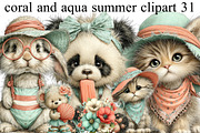Coral And Aqua summer Clipart, an Illustration by DreamArtGraphic (Thumbnail 1 of 8)