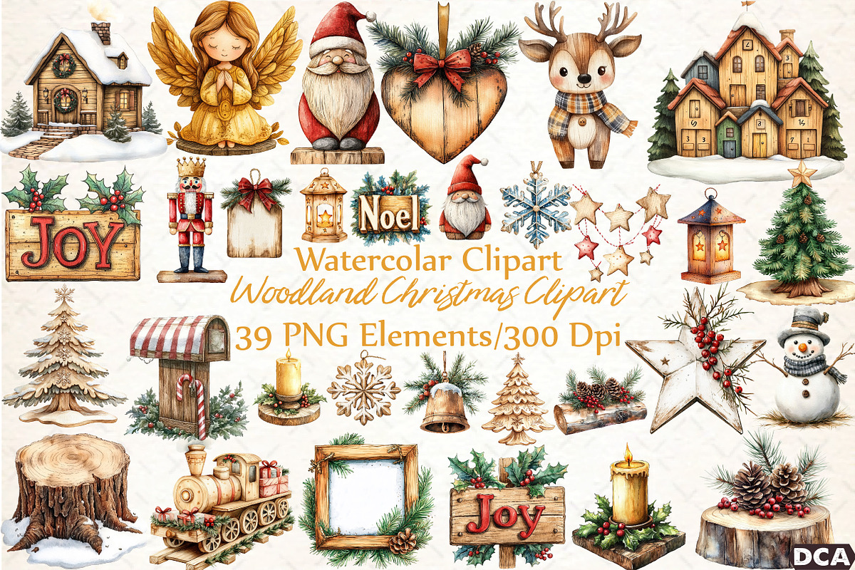 Woodland Christmas Clipart, an Illustration by DreamCafeArt (Photo 1 of 7)