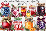 Watercolor Christmas Jams in Jar, a Seasonal Illustration by CitraGraphics (Thumbnail 1 of 5)