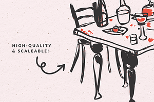 Hand Drawn Dinner Table Illustration