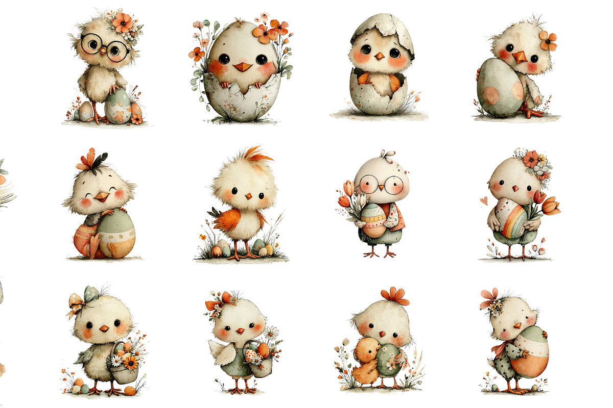Whimsical Easter Chicken Clipart, an Illustration by DreamArtGraphic (Photo 4 of 4)