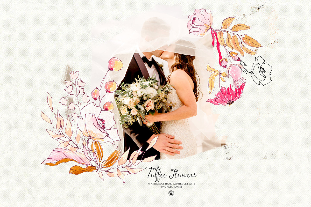 Watercolor Toffee Flowers, a Decorative Illustration by Webvilla Studio (Photo 2 of 6)