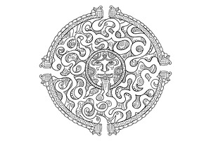 Round Mayan Maze Game. Puzzle