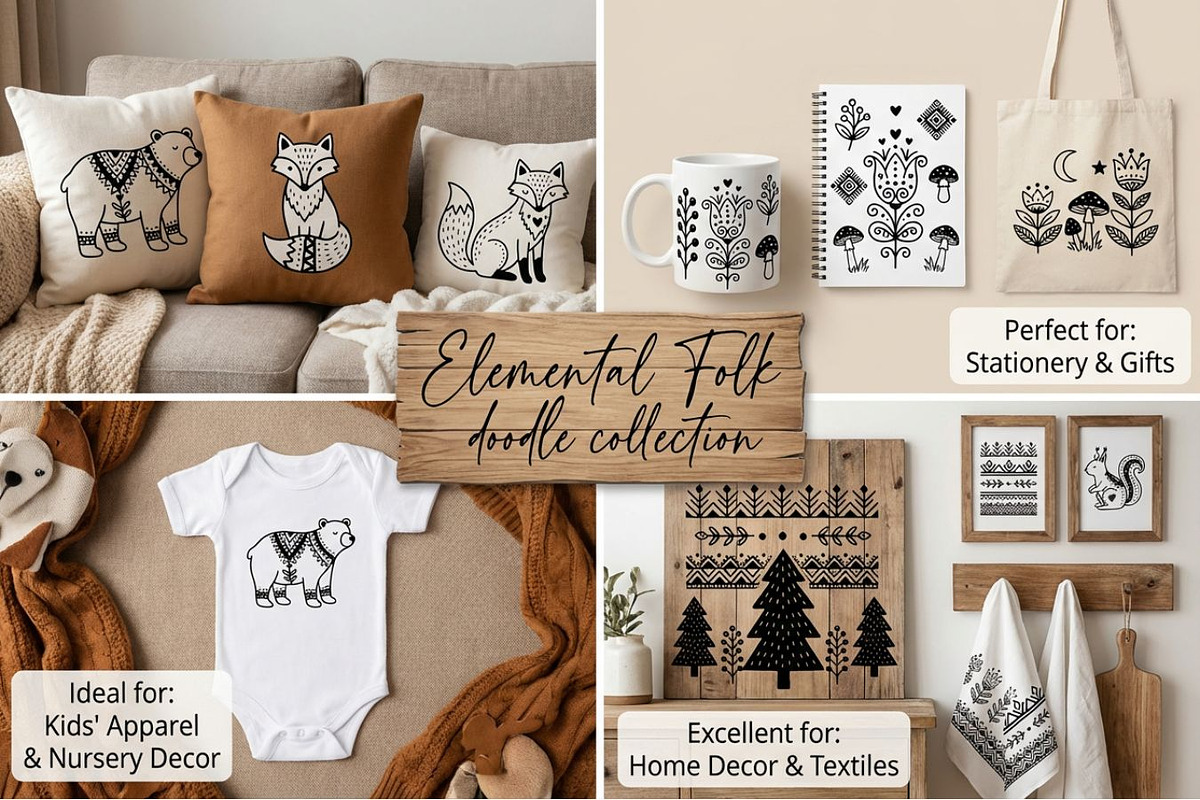 Folk Art Animal Clipart Bundle, a Graphic by PassionPNGcreation (Photo 6 of 6)