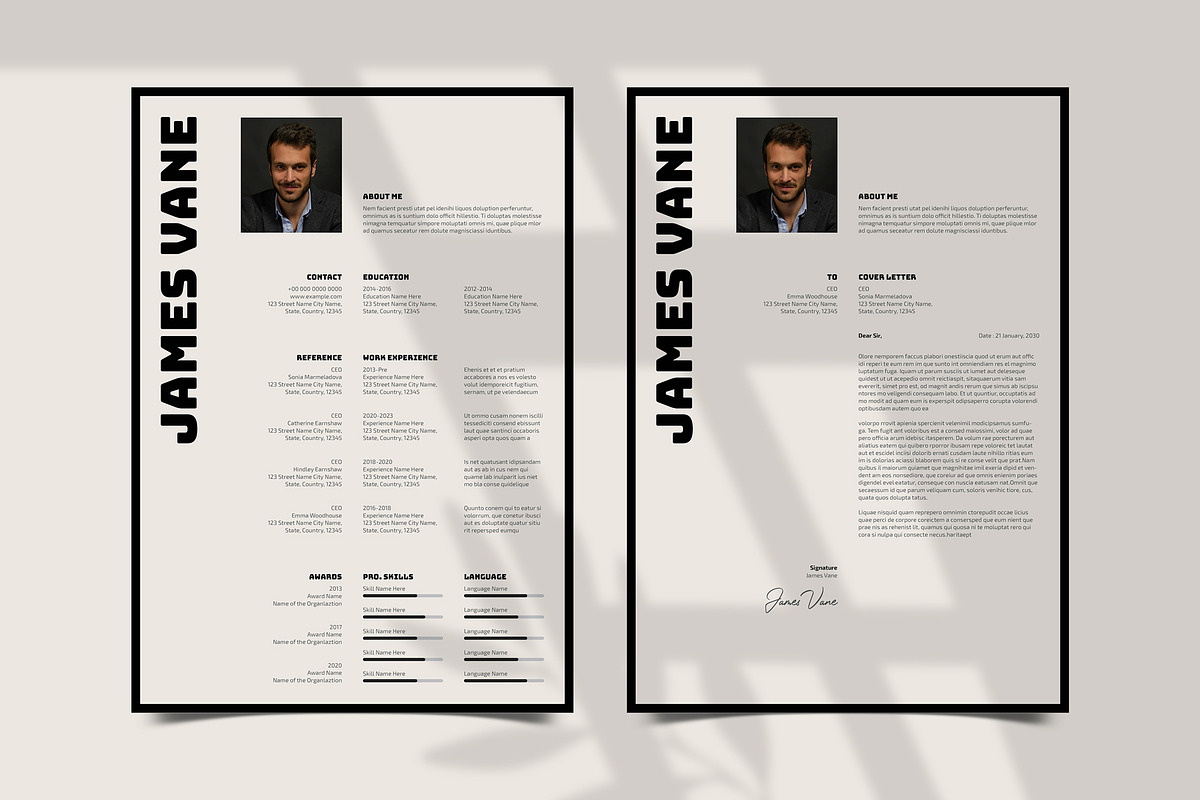 Modern Resume Cover Letter Template, a Resume Template by PixelStudio (Photo 4 of 4)
