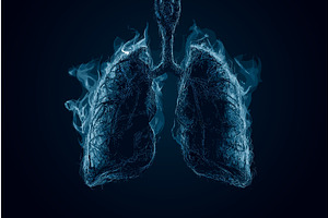 Realistic sick lungs banner. Stop, a Healthcare Illustration by Stock-Smart-Start