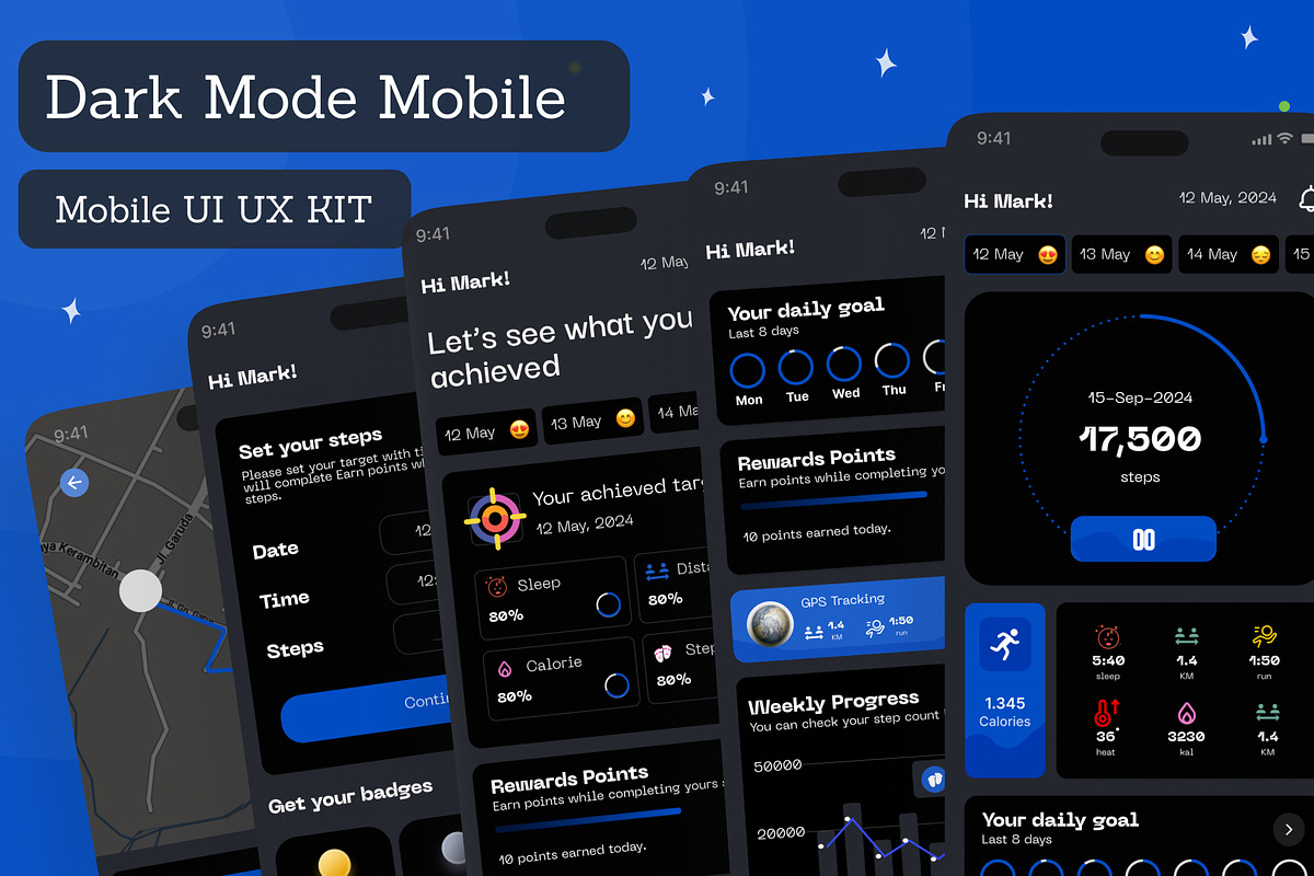Step Counter & Tracker App UI Kit, an UI Kit Template by Muhammad_Ahmad (Photo 4 of 6)