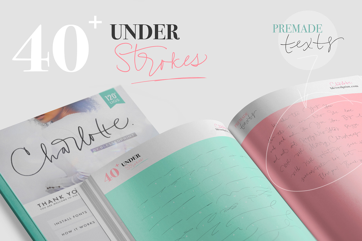 Charlotte Script with 120 ligatures, a Script Font by Blessed Print (Photo 12 of 19)