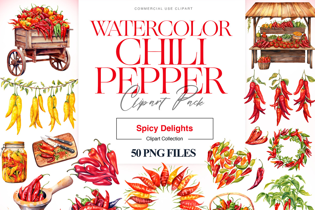 Chili Pepper Clipart, Red Pepper PNG, a Food Illustration by BrushstrokeArtGB (Photo 1 of 9)
