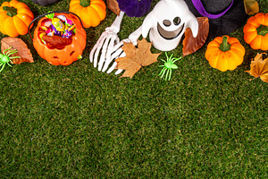 Trick or treat Halloween holiday outdoor party background, a Holiday Photo by Rimma