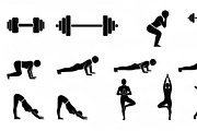 Fitness Workout Silhouette Icon Set, an Illustration by musafir_fashion (Thumbnail 15 of 51)