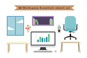 Workspace Essentials object set, an Object Illustration by jongcreative (Thumbnail 1 of 3)