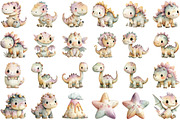 Dinosaurs Watercolor Clipart, an Illustration by Sublimation Artist (Thumbnail 2 of 7)