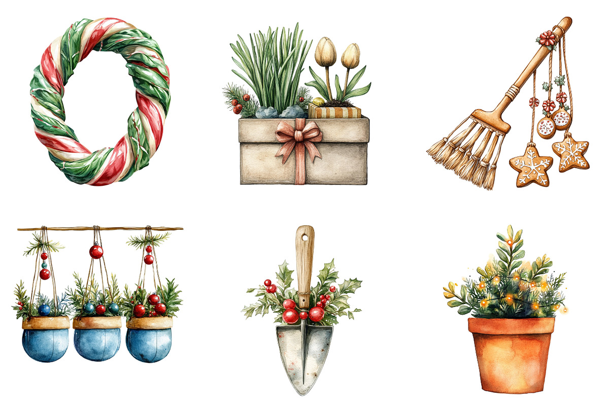 Christmas Indoor Gardening Clipart, an Illustration by SinaCreation (Photo 3 of 5)