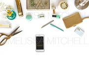 Aqua & Gold Styled Desktop Mockup #5, an iPhone Mockup by MMStyledStock (Thumbnail 2 of 3)