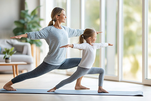 Mother and daughter practice yoga, a Sports & Recreation Photo by MistyDay