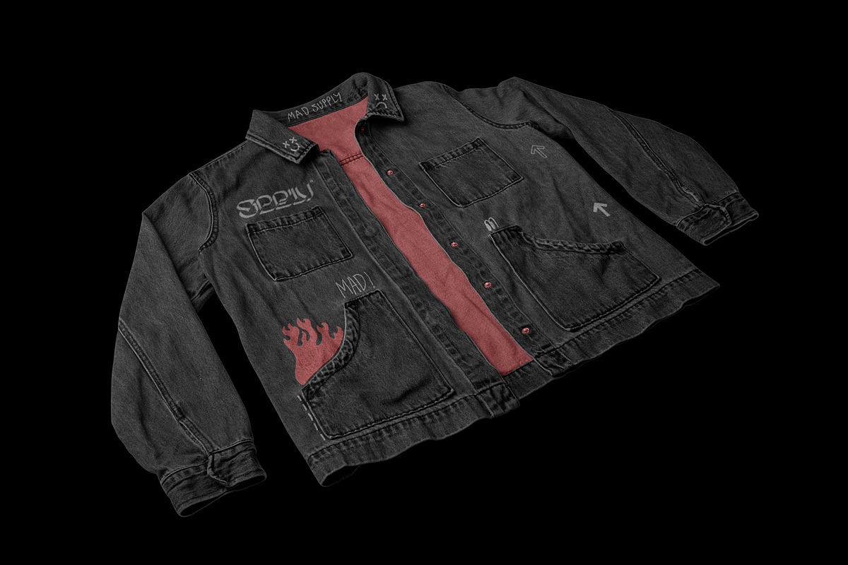 Vintage Jean Jacket Mockup 3Q View, a Hoody Mockup by Mad Supply (Photo 7 of 7)