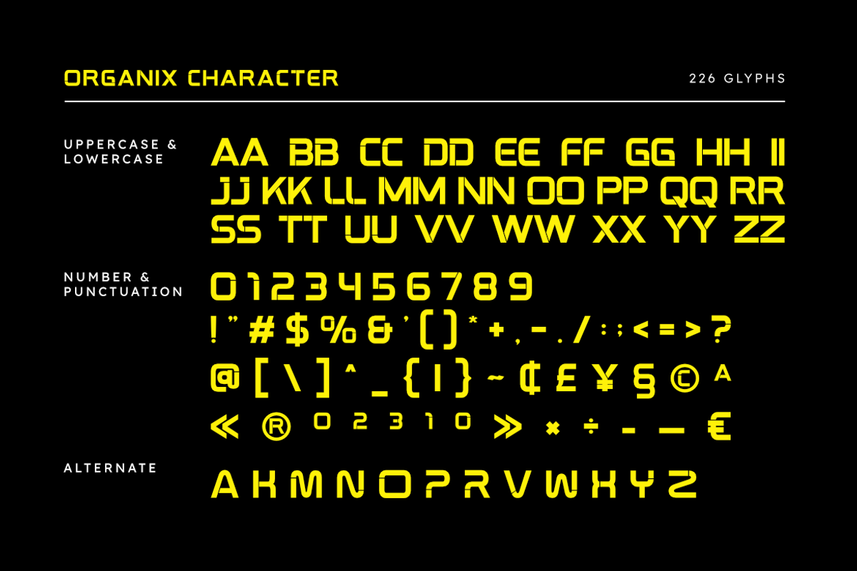 Organix - Modern Futuristic, a Sans Serif Font by Masyafi Studio (Photo 5 of 8)