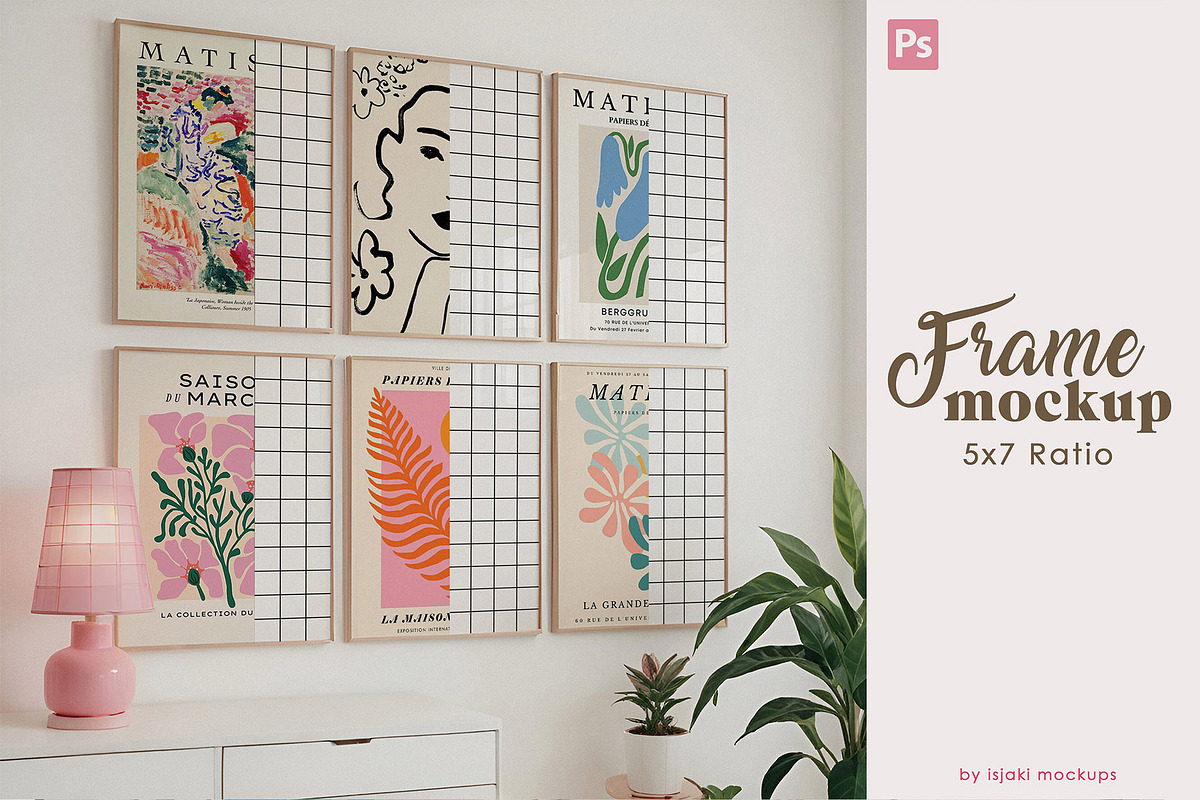 Cute Set of 6 Frame Mockup 5x7 Ratio, a Household Mockup by isjakimockups (Photo 1 of 6)