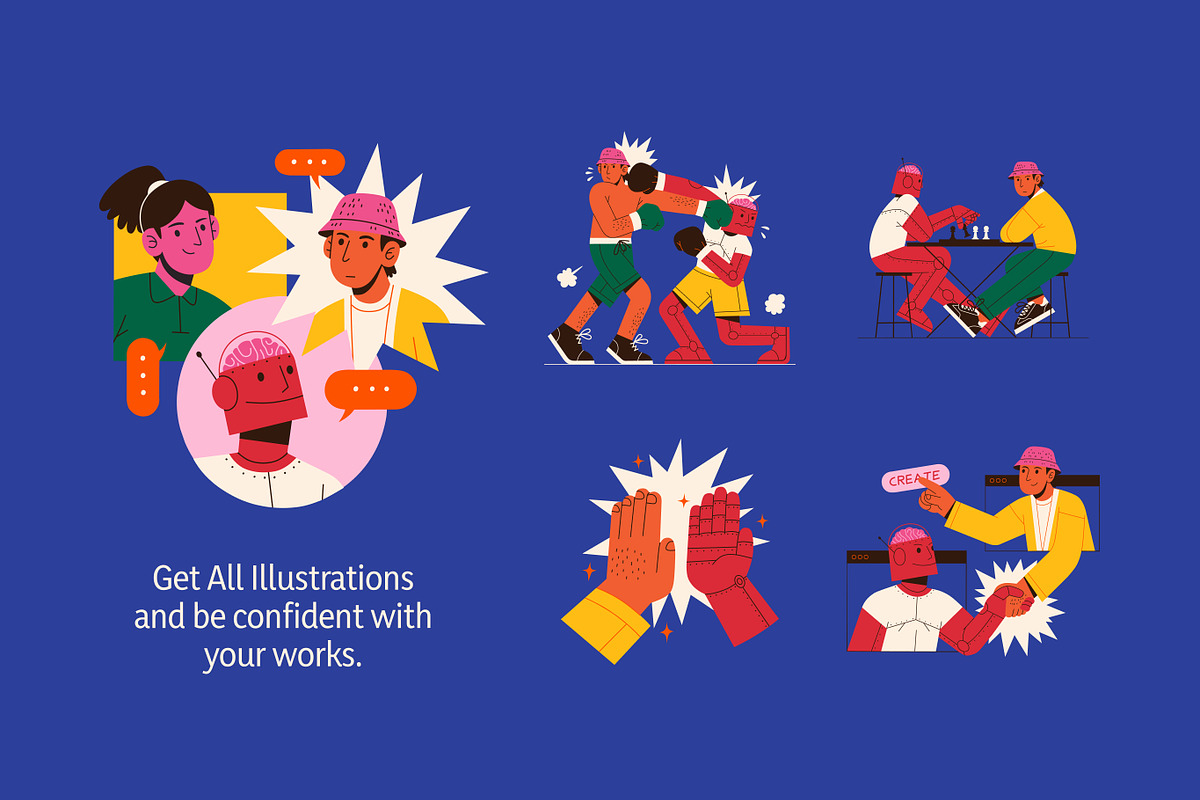 Human X AI Vector Illustrations, a Technology Illustration by Framley (Photo 7 of 8)