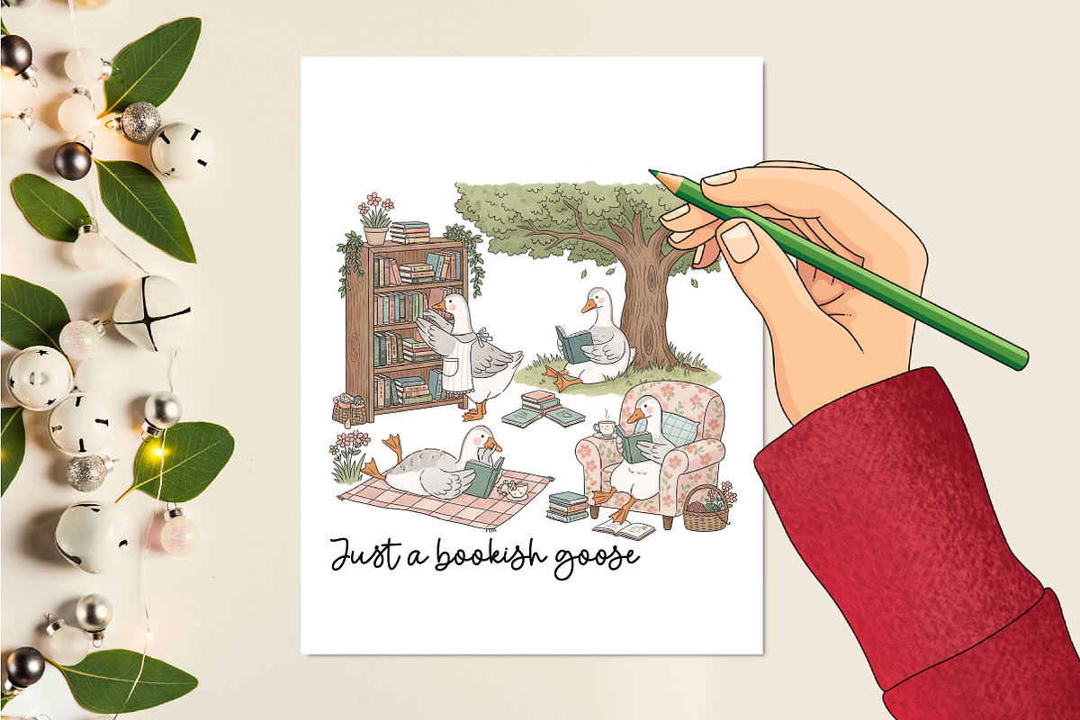 Just a Bookish Goose Reading PNG, an Education Illustration by Rose Art (Photo 3 of 4)