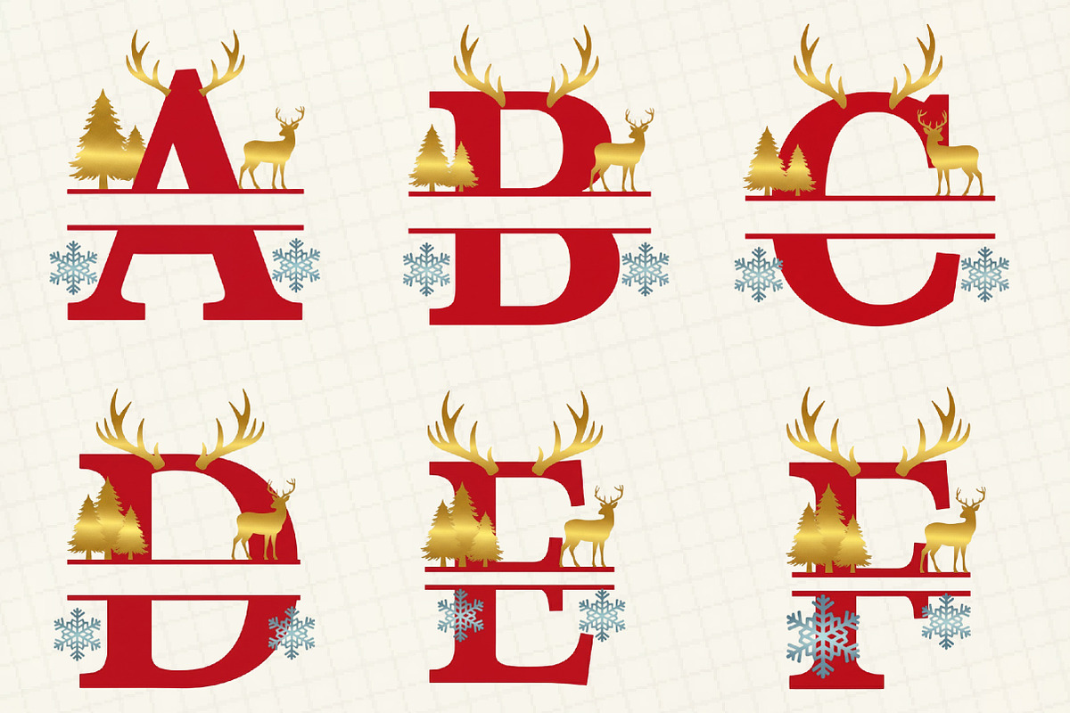 Christmas Clip Art Alphabet Letters, an Illustration by DreamCafeArt (Photo 2 of 7)