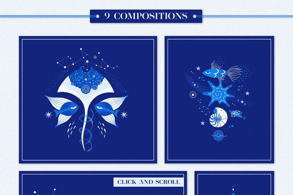 Cosmic Sea - Vector Collection, an Animal Illustration by Leila Divine (Photo 6 of 9)