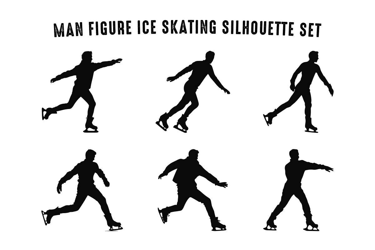 Man Figure Ice Skater Silhouette Set, a Person Illustration by Gfx Expert Team (Photo 3 of 3)