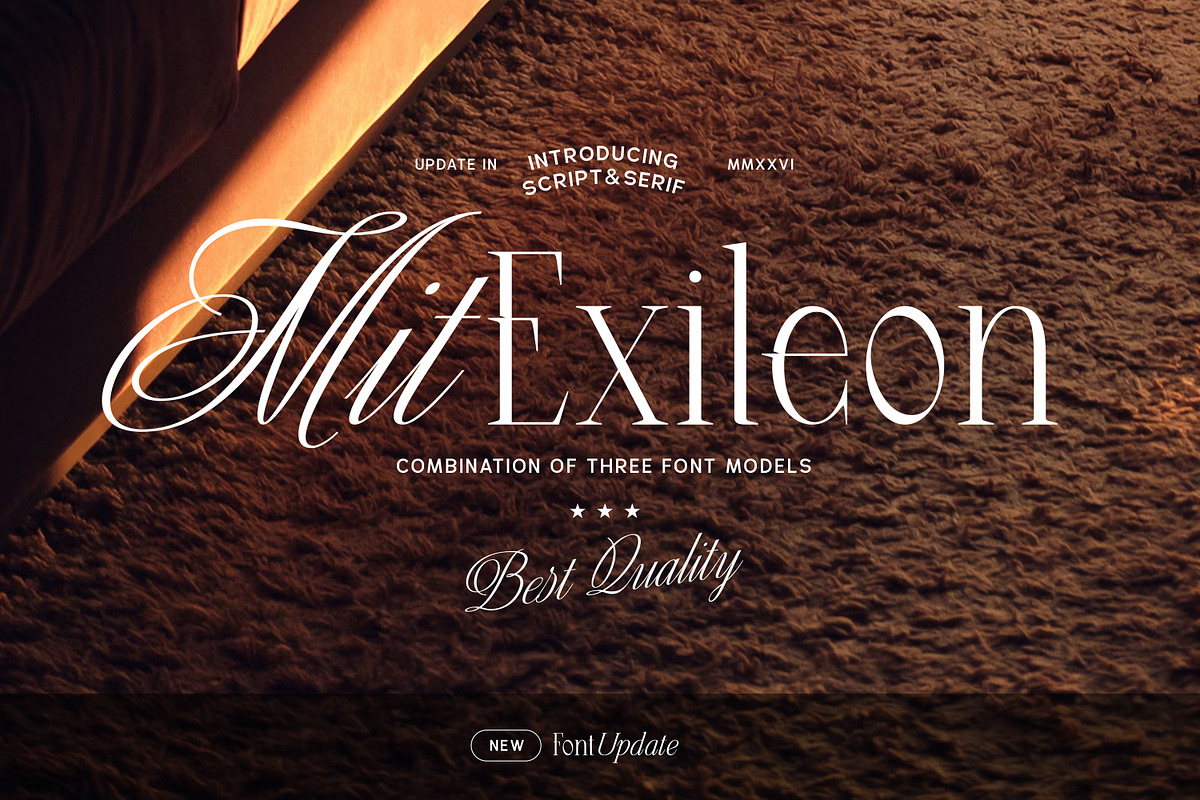 MIT Exileon - Script&Serif font duo, a Serif Font by Maculinc Type (Photo 1 of 16)