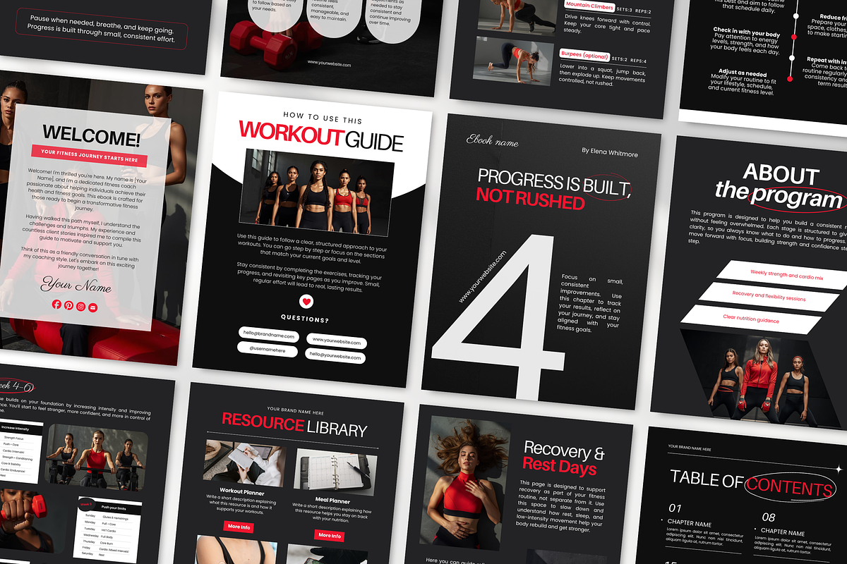 Fitness Coach Ebook Template Canva, a Magazine Template by DigiPax (Photo 3 of 11)