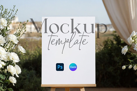 Elegant Coastal Wedding Welcome Sign, a Product Mockup by MockupWizard