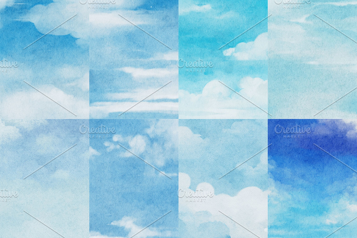 Blue Sky Watercolor Backgrounds, a Texture Illustration by ArtbyHien (Photo 3 of 4)