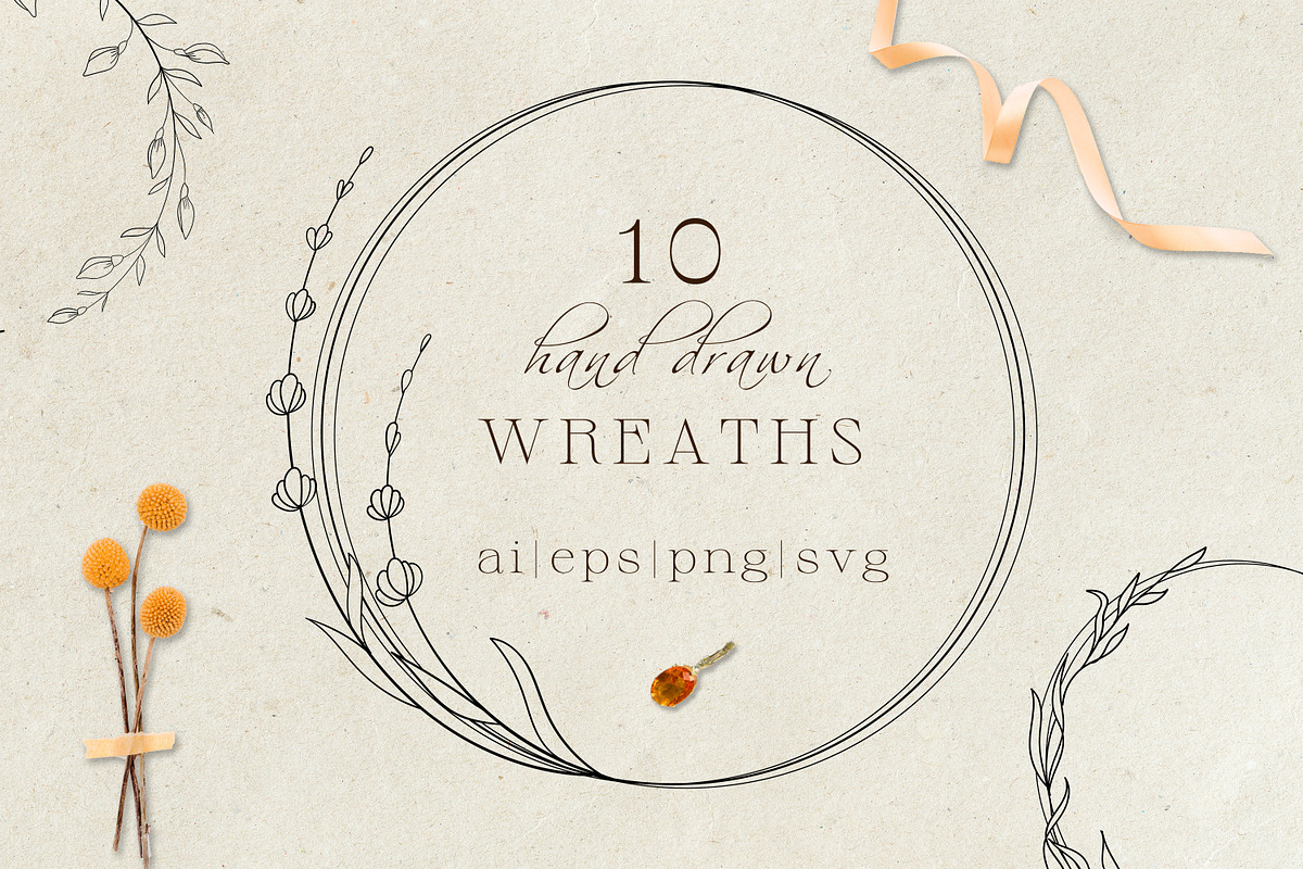 Line Floral Wreaths Collection, an Illustration by Dervik Art Store (Photo 1 of 8)
