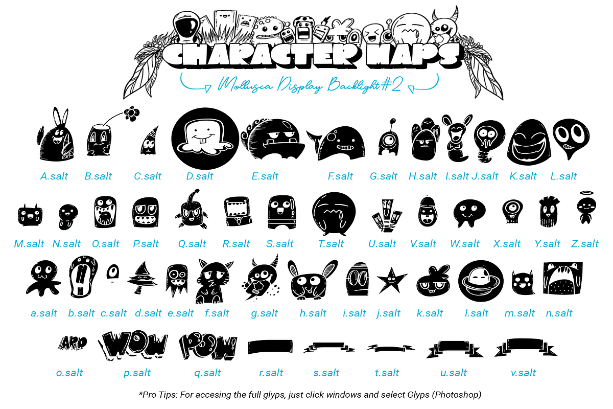 Mollusca Font Trio | Dingbats Doodle, a Script Font by Ardana Creative (Photo 14 of 15)