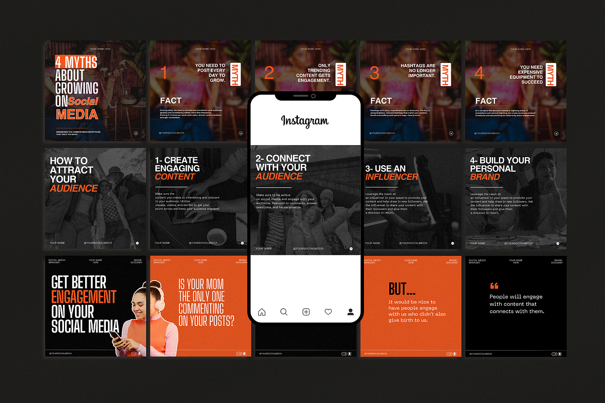 Black & Orange Social Media Template, a Social Media Template by My Template Studio (Photo 14 of 19)