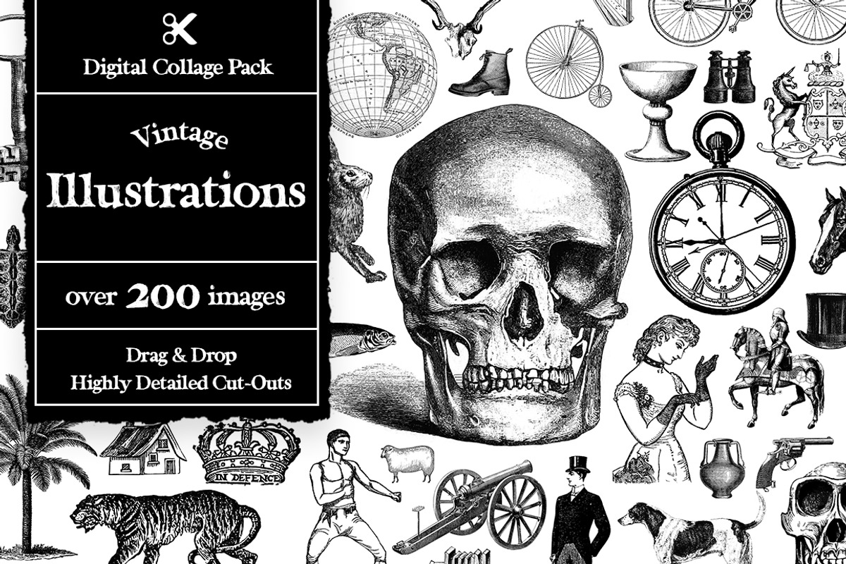 Vintage Illustrations Collage Pack, an Object Graphic by Collage Supply Co (Photo 1 of 3)