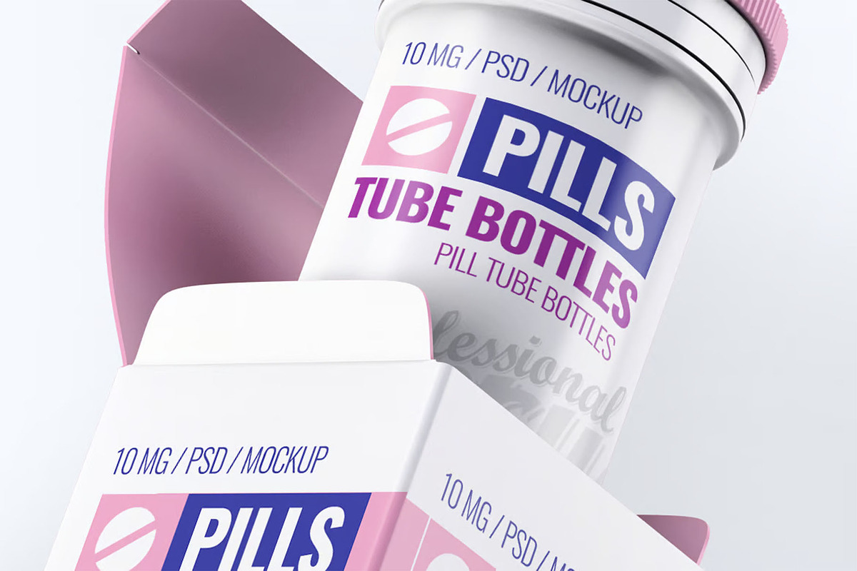 Pills Tube Bottles Mockup, an Advertising Mockup by Hubzway (Photo 6 of 8)