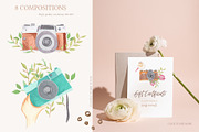 Photo Camera Watercolor Set, an Illustration by natalisart (Thumbnail 2 of 7)