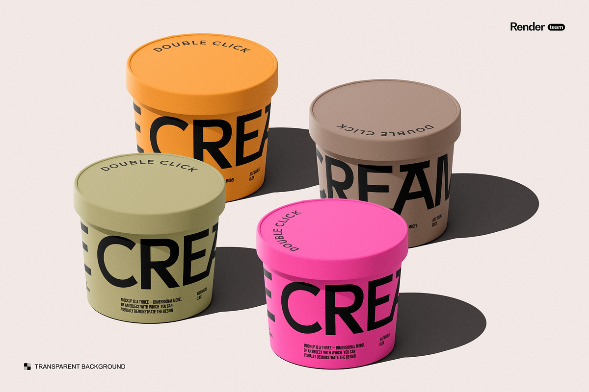 Ice Cream Cup Mockup Set, a Packaging Mockup by Renderteam (Photo 14 of 16)