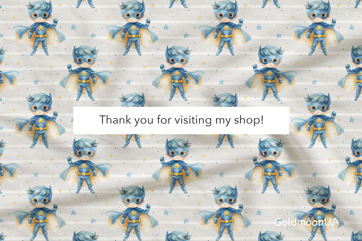 Superhero Boy Patterns & Clipart, a Person Illustration by GoldmoonUA (Photo 5 of 5)