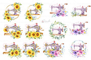 Floral Vintage Sewing Machines, an Object Illustration by CaraulanStore (Thumbnail 6 of 12)