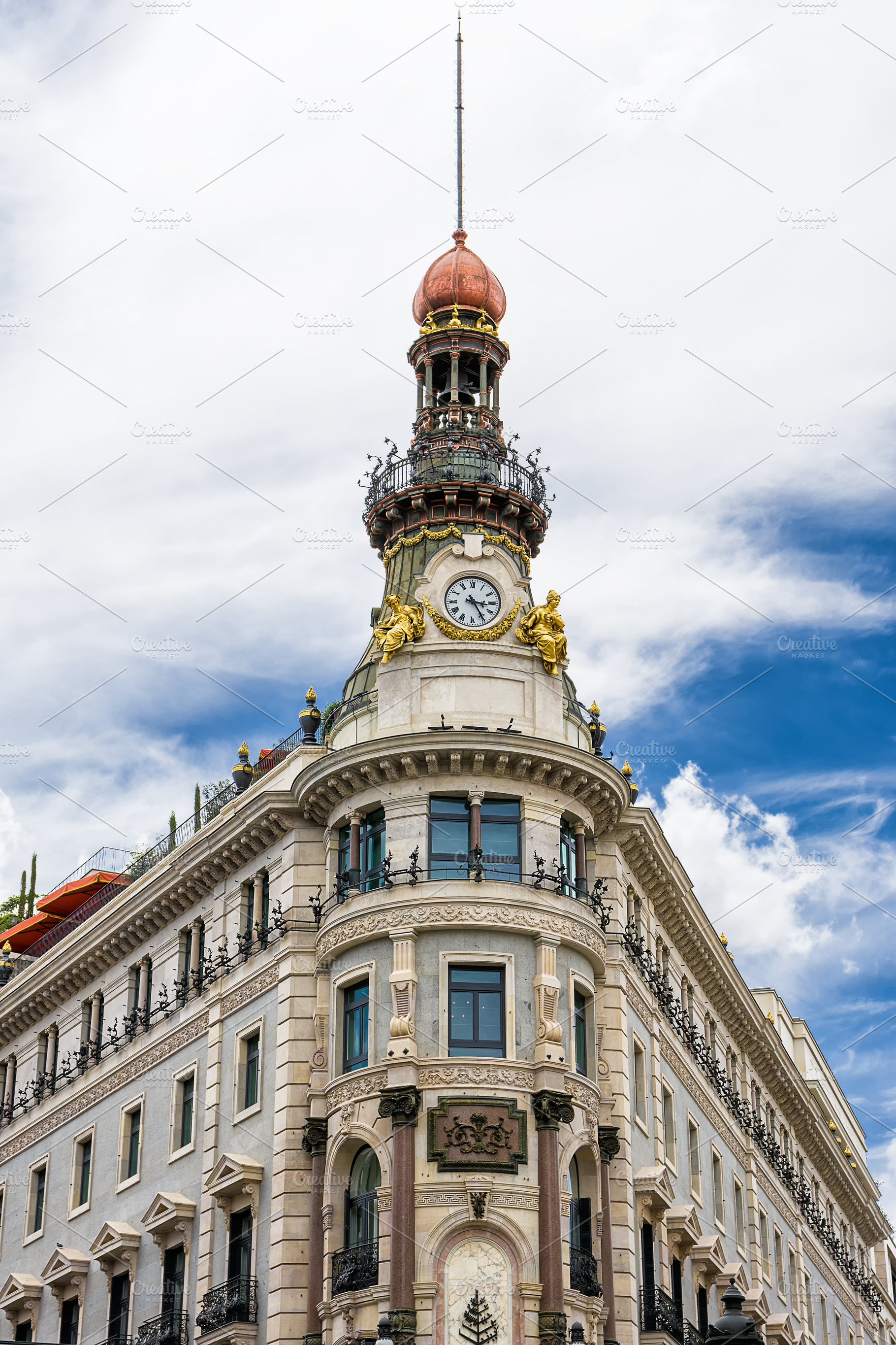 Detail of the top of the building where the Four Season Hotel re, an Architecture Photo by Angelo D'Amico Photograph
