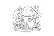 Whimsical Mushroom House Line Art bu, an Illustration by Designs_River (Thumbnail 33 of 51)