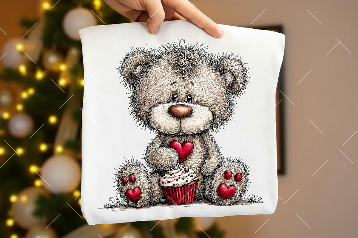 Whimsical Valentine Teddy Bear Clipa, an Illustration by OK Design (Photo 4 of 6)