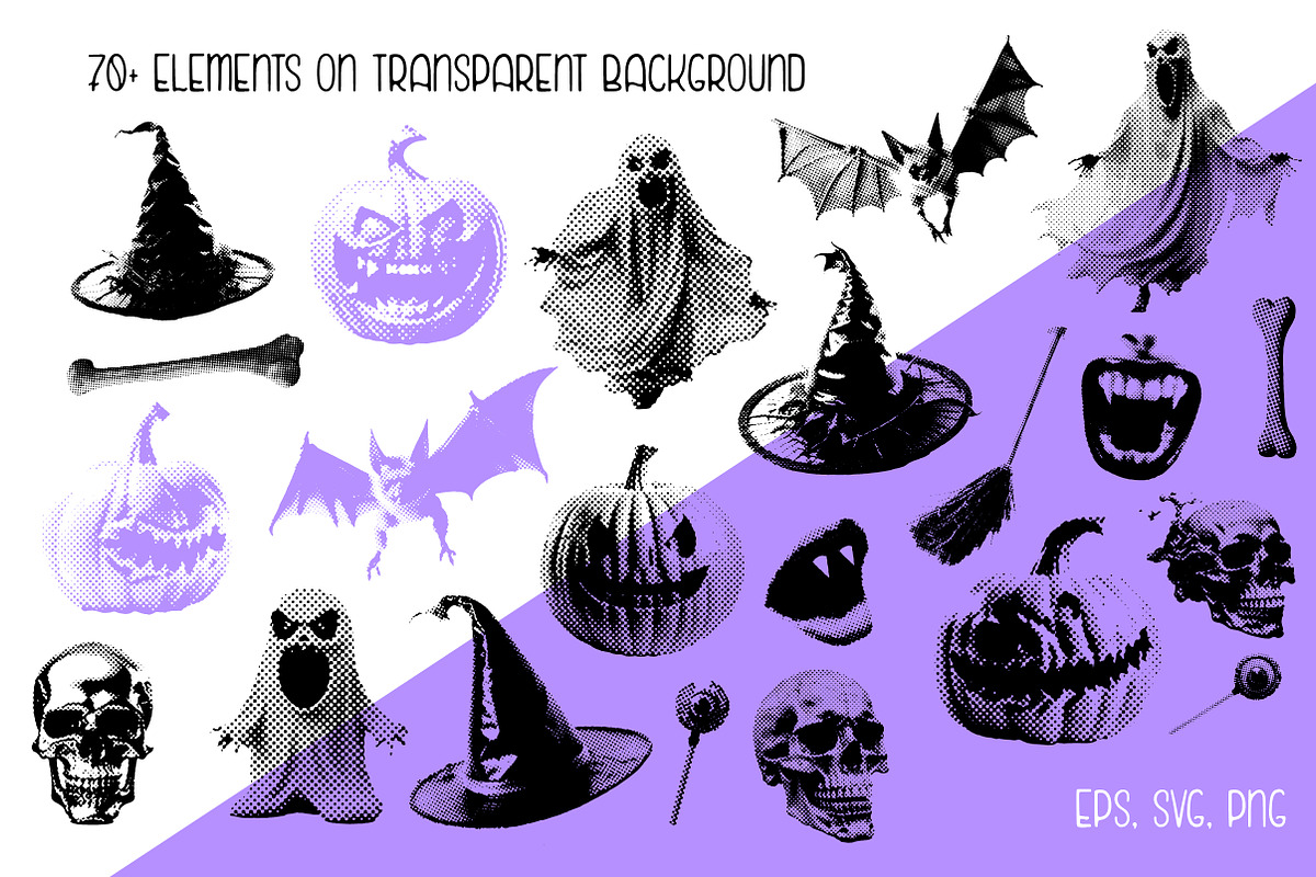Retro halftone Halloween collection, a Texture Illustration by Lana Sham (Photo 17 of 20)